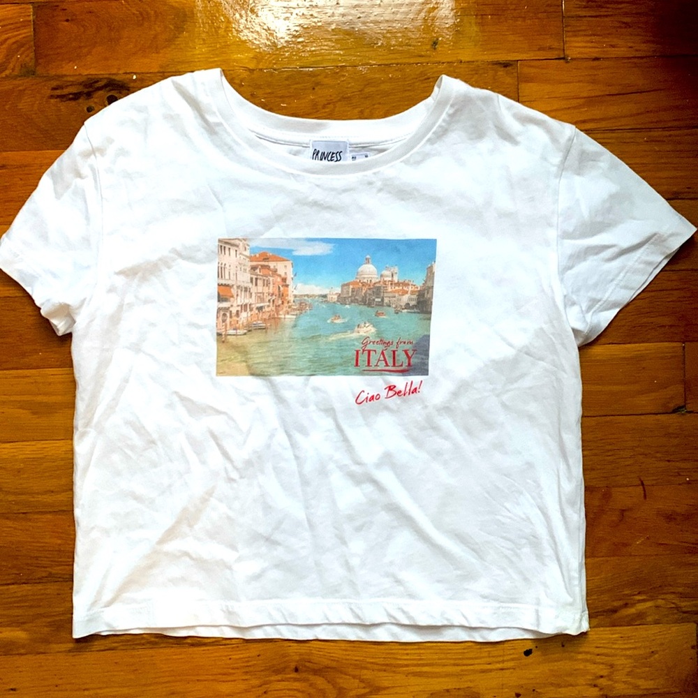 AVAILABLE IN JUNE Princess Polly White Short Sleeve Cropped Tee